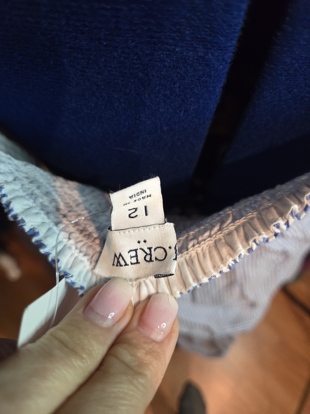 J CREW Light Blue Striped Tiered Midi Dress with With Belted Bow - Picture 6 of 7